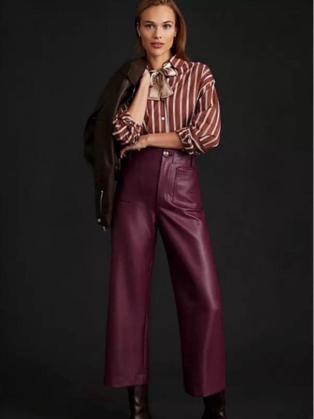 Anthropologie Maeve The Colette Faux Leather Pants Purple Size 28